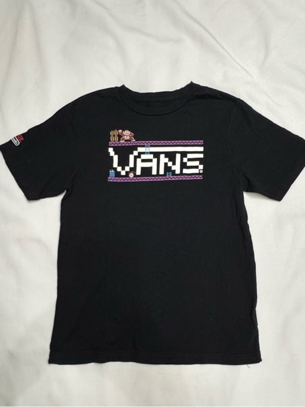 Vans Black Kids Short-Sleeve Tee with Pixel Arcade Logo